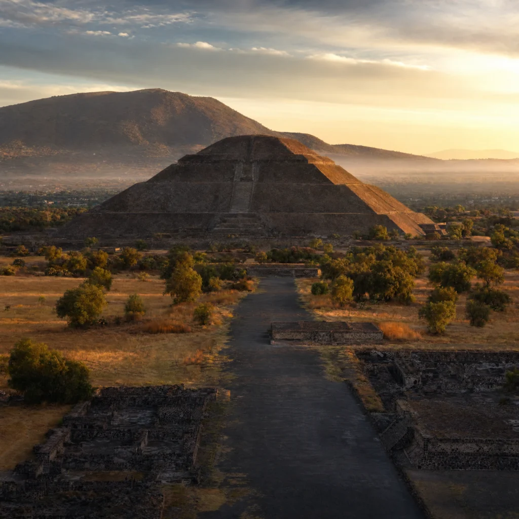 Teotihuacan pyramids along the Avenue of the Dead north of Mexico City, Mexico