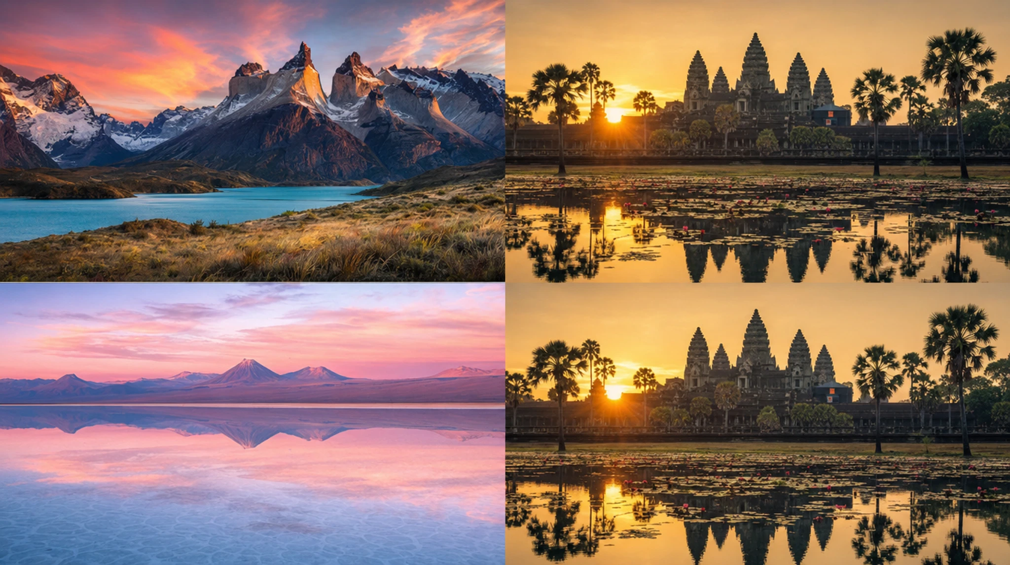 Torres del Paine granite spires rising above the Patagonian steppe, Chile