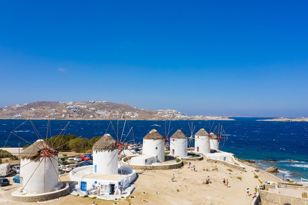 Mykonos windmills Little Venice Greece