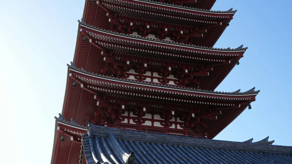 Senso-ji Temple's five-story pagoda silhouetted against the Tokyo evening sky, Asakusa, Japan (1920px)
