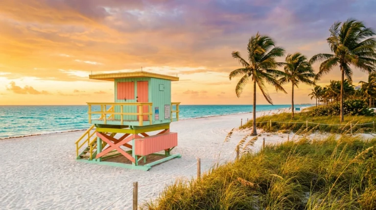 Miami, Florida — pastel Art Deco lifeguard tower on South Beach