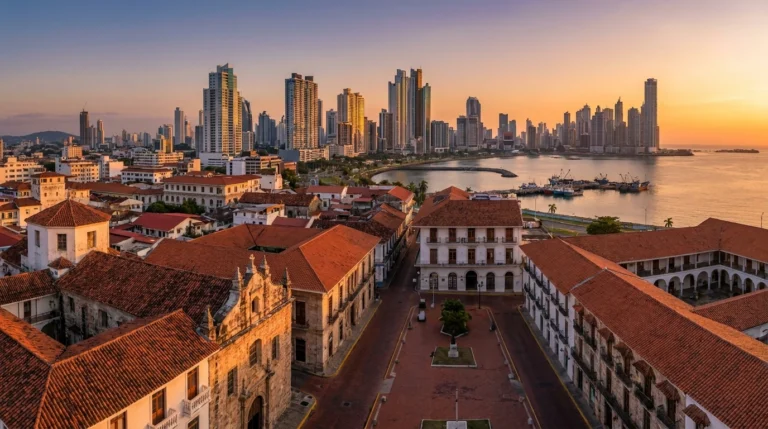 Panama City — the modern skyline beyond the colonial Casco Viejo quarter