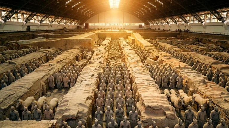 Xi’an, China — the Terracotta Army ranks in the excavation pits