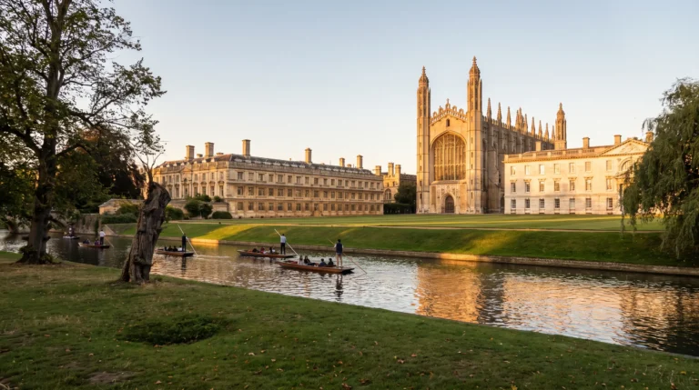 King's College Chapel + River Cam punts, golden hour