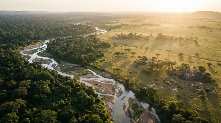Lush rainforest rivers and savanna of the Central African Republic