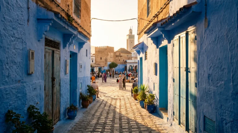 Blue medina alley, Plaza Uta el-Hammam