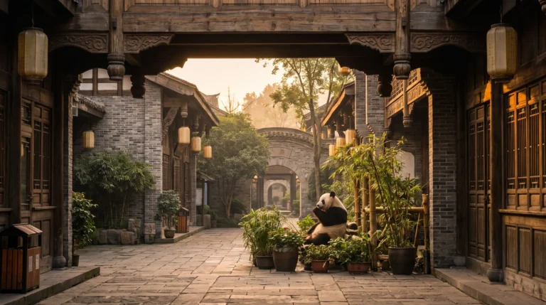Panda + Kuanzhai Alley courtyard