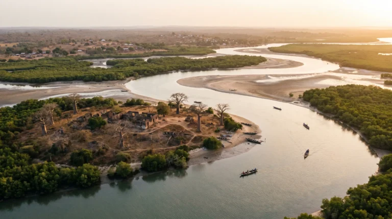 Kunta Kinteh Island / River Gambia aerial
