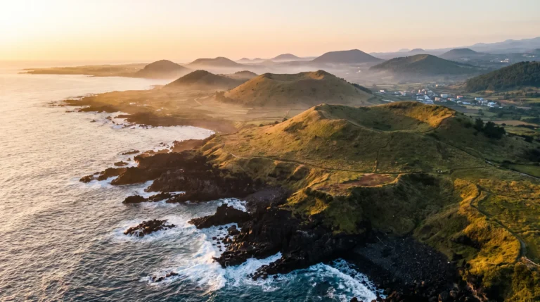 Jeju Island's volcanic coastline and oreum craters, South Korea