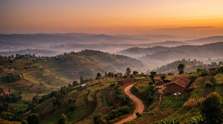 Kigali hills at golden hour