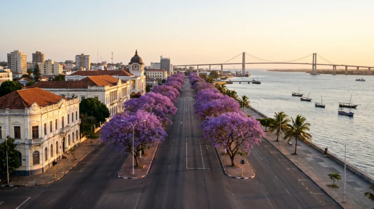 Maputo's jacaranda-lined avenues and Indian Ocean waterfront, Mozambique