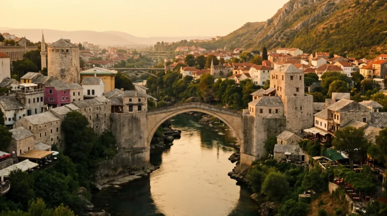 Stari Most at golden hour