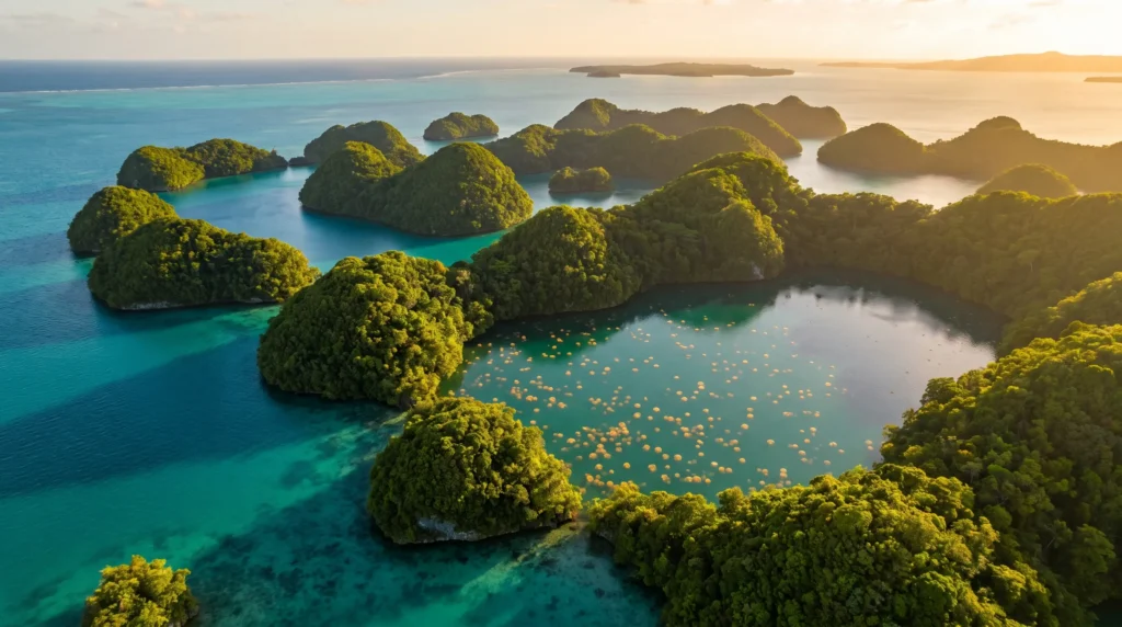 Rock Islands aerial / Jellyfish Lake