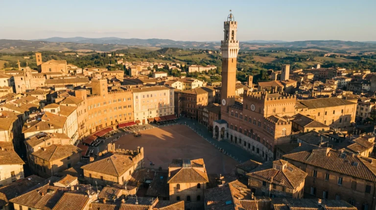 Piazza del Campo aerial, shell-shaped square