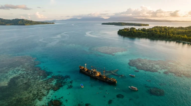 Marovo Lagoon aerial / WWII wreck dive