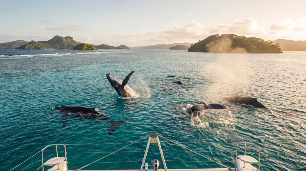 Humpback whales in the turquoise waters of Vava'u, Tonga
