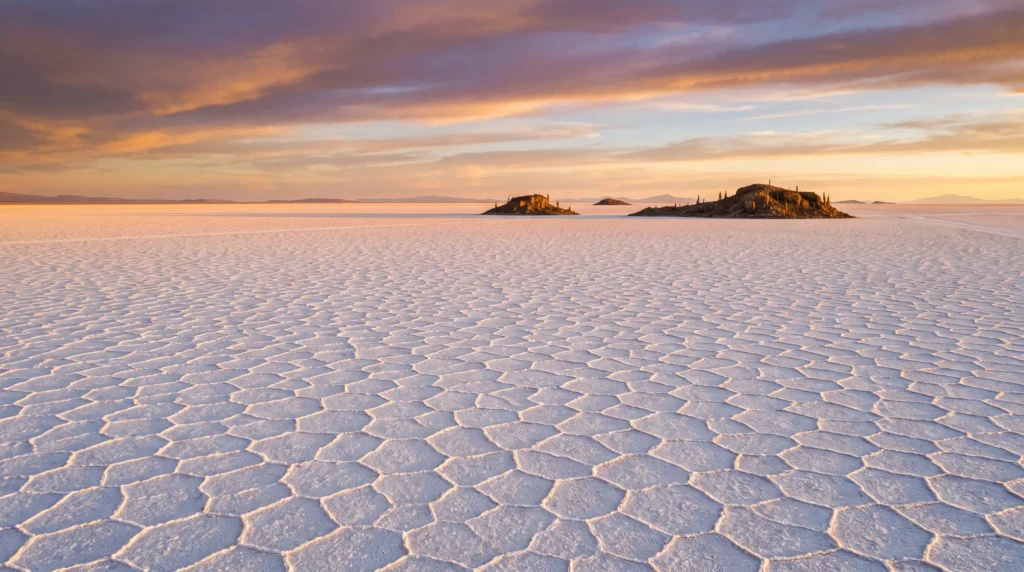 Salar de Uyuni mirror-season aerial or dry-season hexagon