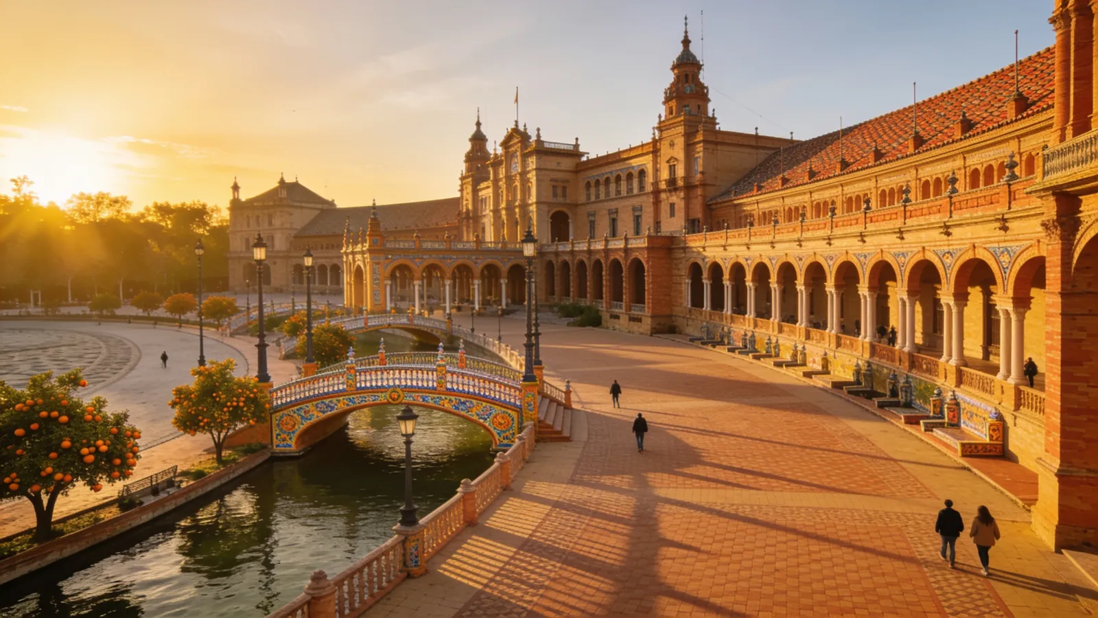 Plaza de España in Seville at sunset